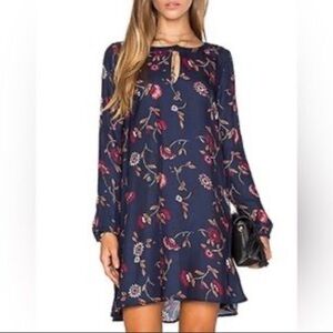 Cupcakes & Cashmere Floral Tiered Long Sleeve Sundress Women Small Blue/White